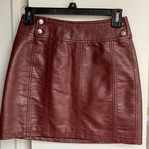Free People maroon faux leather skirt